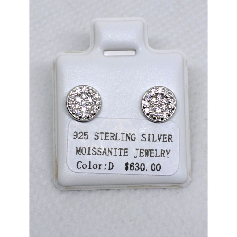 Unisex 0.4CTW Moissanite halo cluster Screwback Stud Earrings in 925 Silver